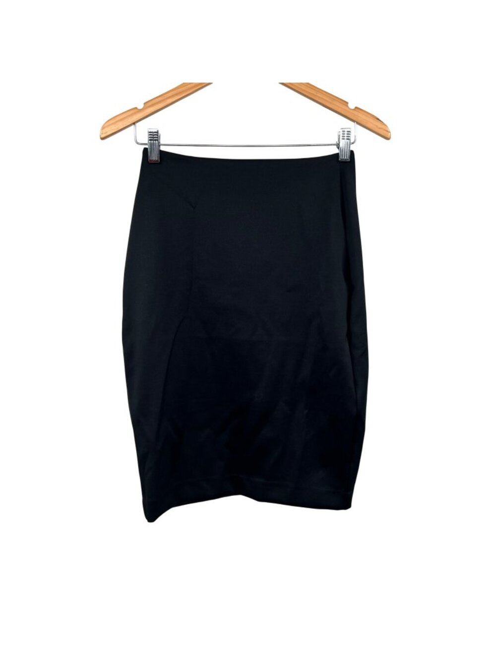 Express Womens Pencil Skirt Back Slit Pull On Knee Length Black Size MP